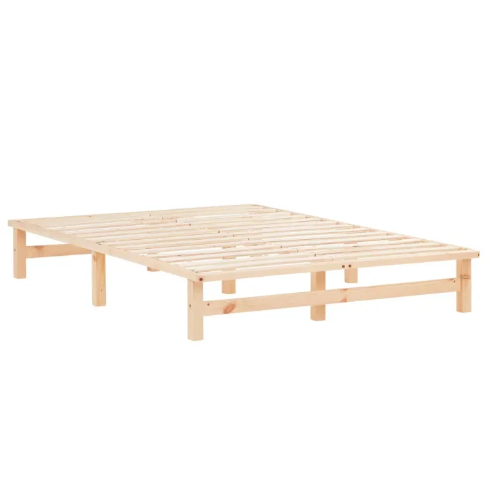 Massivholz Doppelbett 140x200 - Bett ohne Kopfteil - Farbe: Natur