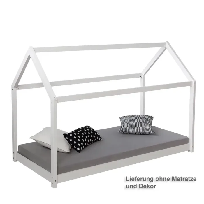 Hausbett 80x160 - Kinder- und Juniorbett - Farbe: Weiß