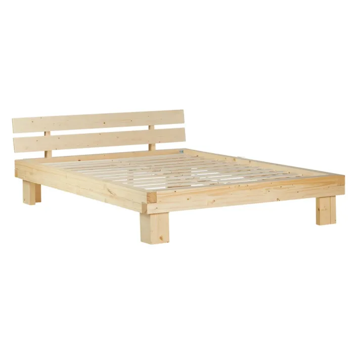 Balkenbett Vollholz - Doppelbett in Natur - 140x200