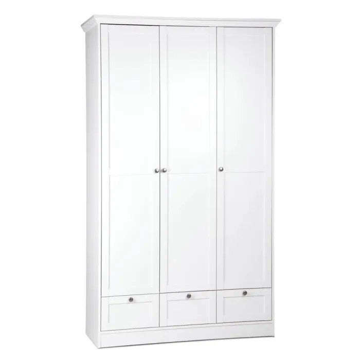 Kleiderschrank 120 cm Breite - Großer Schrank für Textilien – Farbe: Weiß