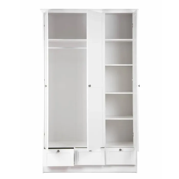 Kleiderschrank 120 cm Breite - Großer Schrank für Textilien – Farbe: Weiß