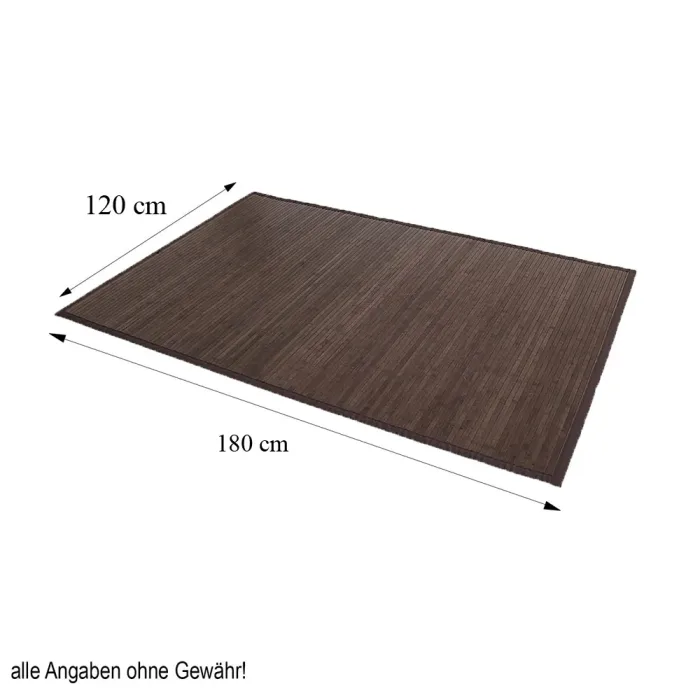 Rechteckiger Bambusteppich 120 x 180 cm - Bambusmatte - Braun Dunkelbraun