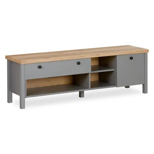 TV-Board in Grau mit Holzoptik 146 cm - Modernes Sideboard mit Schublade - Farbe: Grau