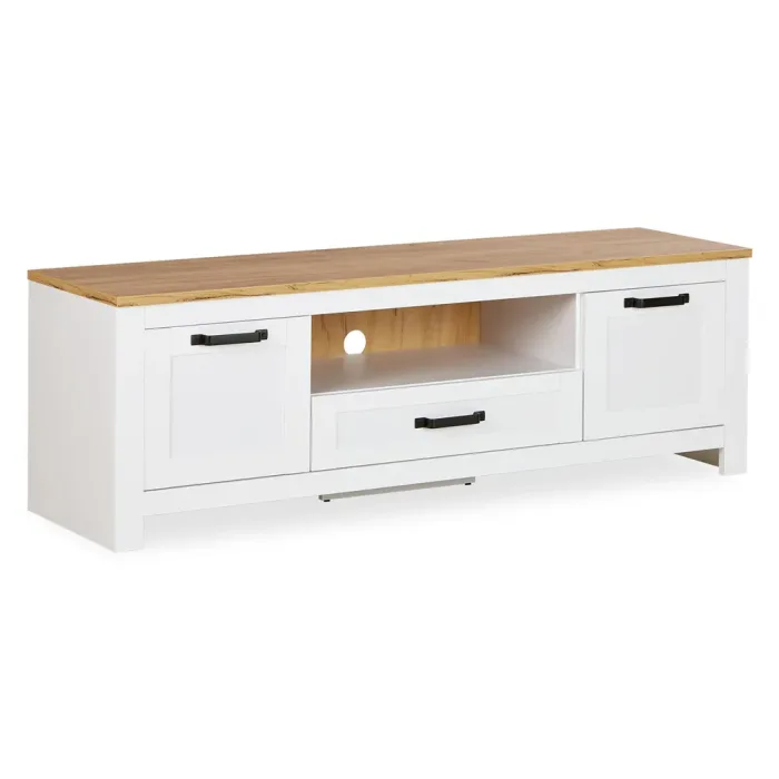 TV Board im Landhausstil 164 cm – Sideboard mit viel Stauraum – Farbe: Weiß