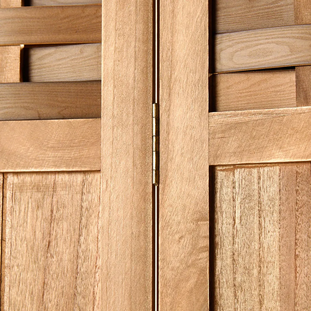 Geprüfte Retourware - Paravent Raumteiler 3-teilig, 120x170 cm - Raumtrenner mit Rattanoptik Element in Natur