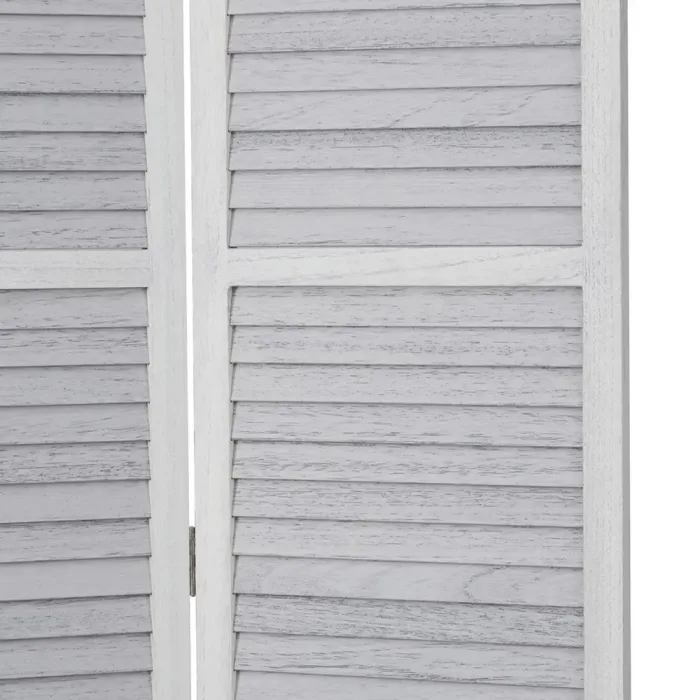 Raumteiler im Used-Look 120x170 cm - Paravent 3 teilig aus Holz und Holzlamellen - Farbe: Grau