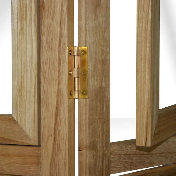 Raumteiler im Industrial Stil 93x161 cm - Paravent 3 teilig aus Holz mit 15 Bildhaltern - Farbe: Natur