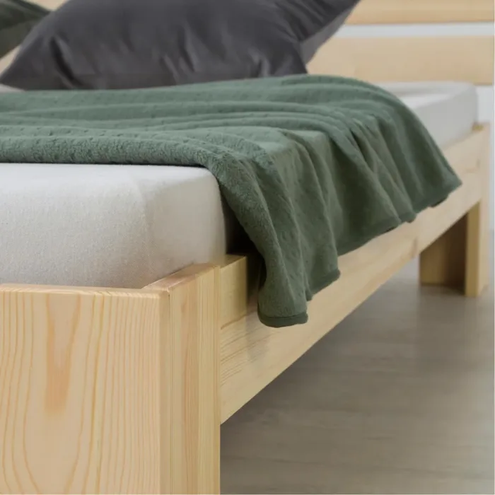 Massivholzbett 140x200 - Doppelbett aus Echtholz mit Komfort Kopfteil - Farbe: Natur