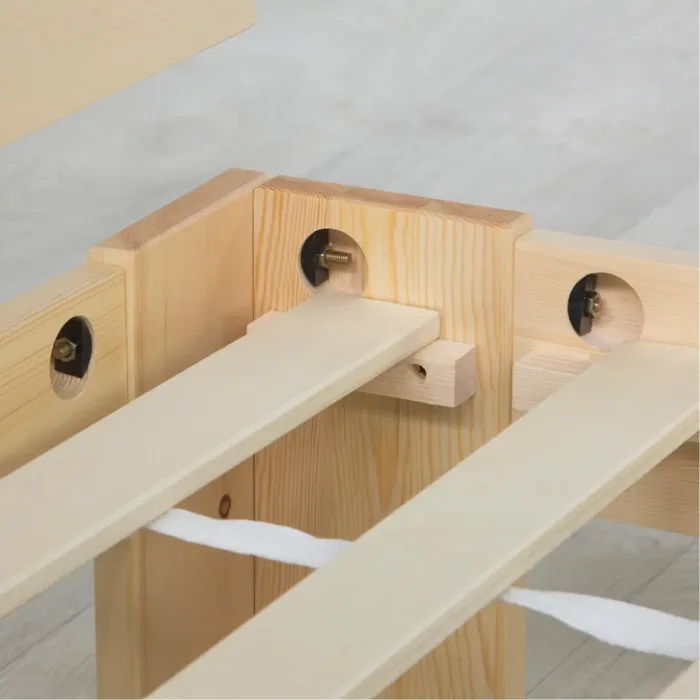 Massivholzbett 160x200 - Doppelbett aus Echtholz mit Komfort Kopfteil - Farbe: Natur