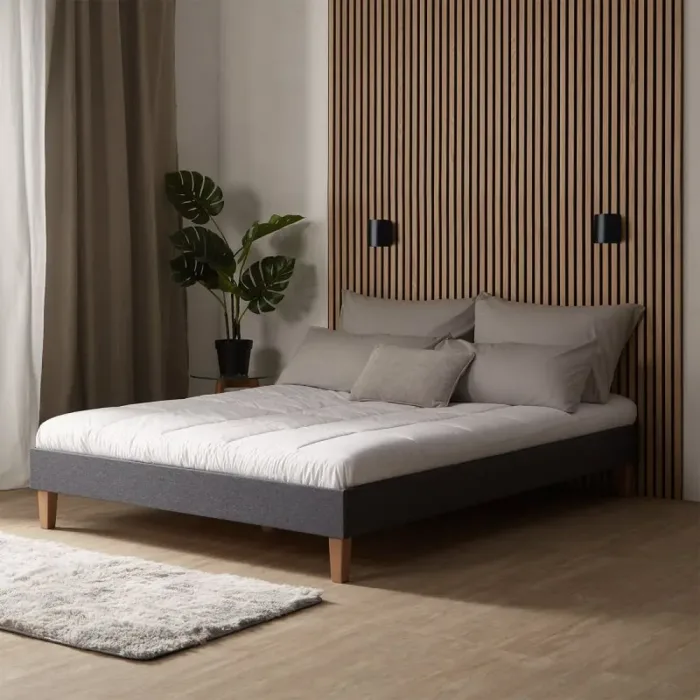 Polsterbett 160x200 - Doppelbett ohne Kopfteil - Farbe: Grau