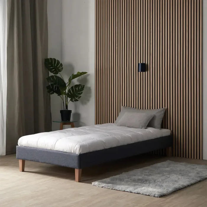 Polsterbett 90x200 - Einzelbett ohne Kopfteil - Farbe: Grau