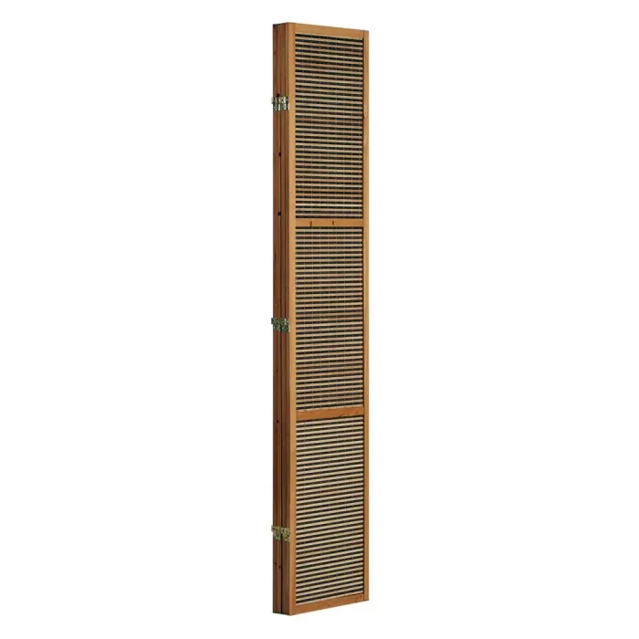 Raumteiler XXL 200 cm Höhe - Paravent 4 teilig Holz mit mehrfarbiger Bambusbespannung - Farbe: Braun