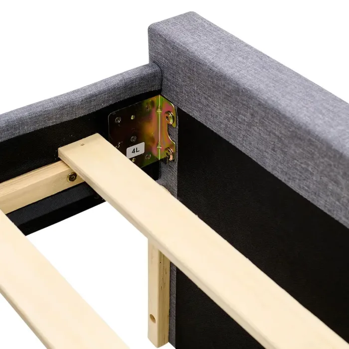 Polsterbett 140x200 - Doppelbett mit vier Bettkästen - Farbe: Grau