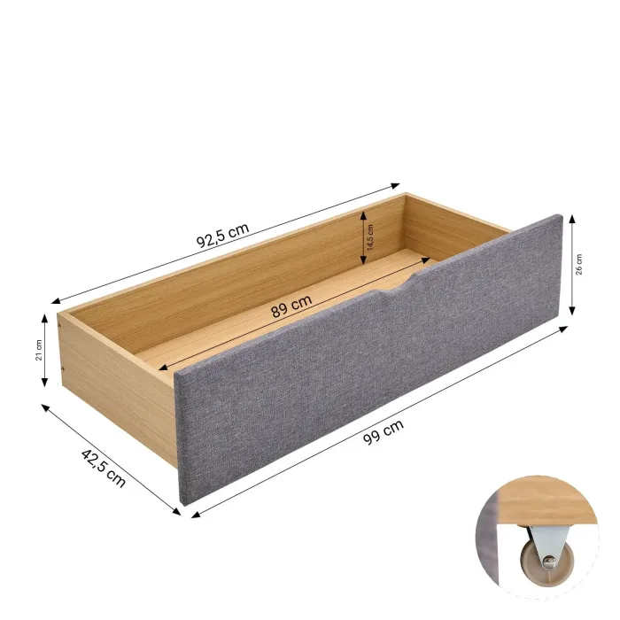 Polsterbett 140x200 - Doppelbett mit zwei Bettkästen - Farbe: Grau