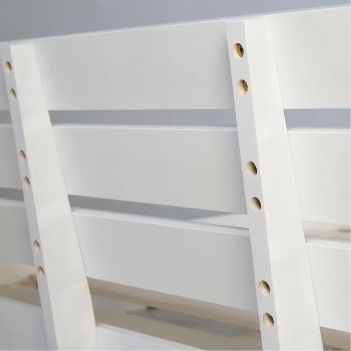 Massivholzbett 160x200 - Doppelbett aus Echtholz mit Komfort Kopfteil - Farbe: Weiß
