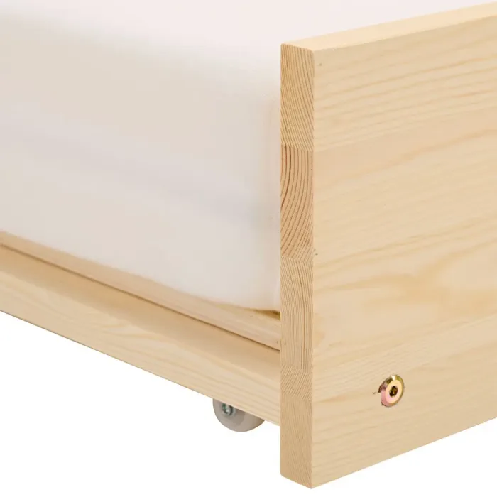Ausziehbett aus Holz 90x200 – Bett mit zweiter Liegefläche 90x200 – Farbe: Natur