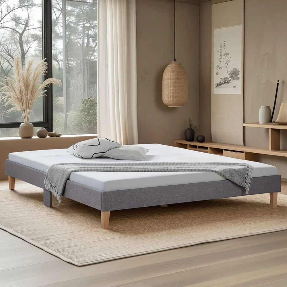 Polsterbett 180x200 - Doppelbett ohne Kopfteil - Farbe: Grau