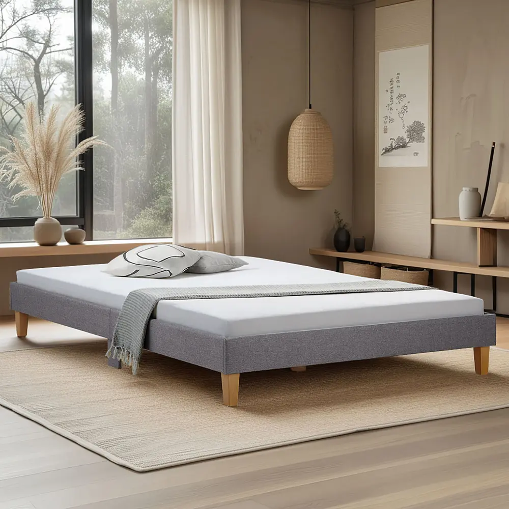 Polsterbett 160x200 - Doppelbett ohne Kopfteil - Farbe: Grau