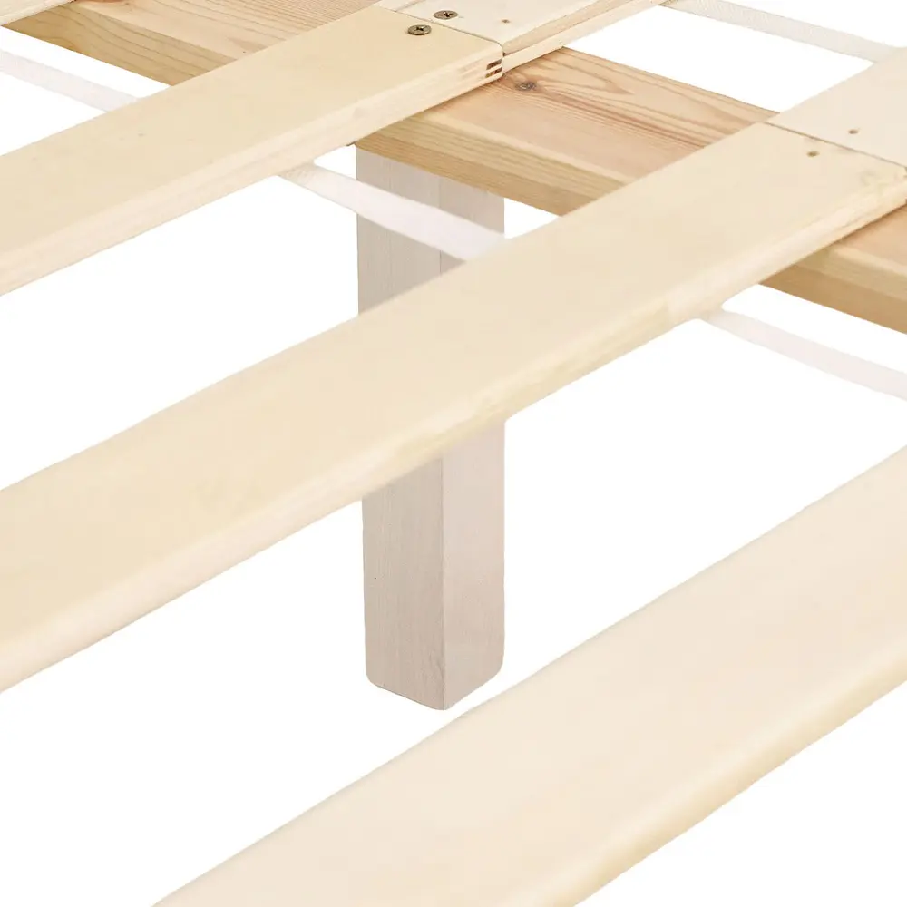 Massivholzbett 120×200 – Futonbett mit Rückenlehne – Farbe: Weiß