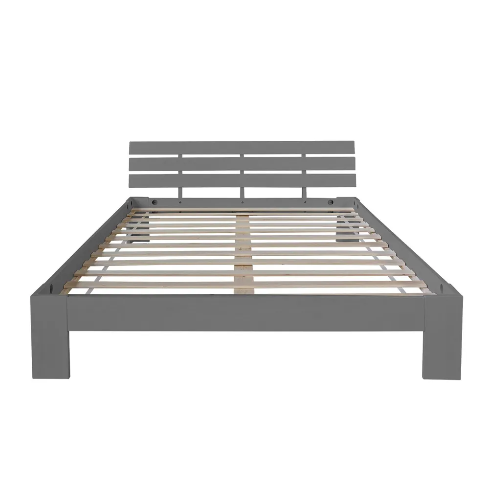 Massivholzbett 180×200 cm - Doppelbett Grau mit Rückenlehne