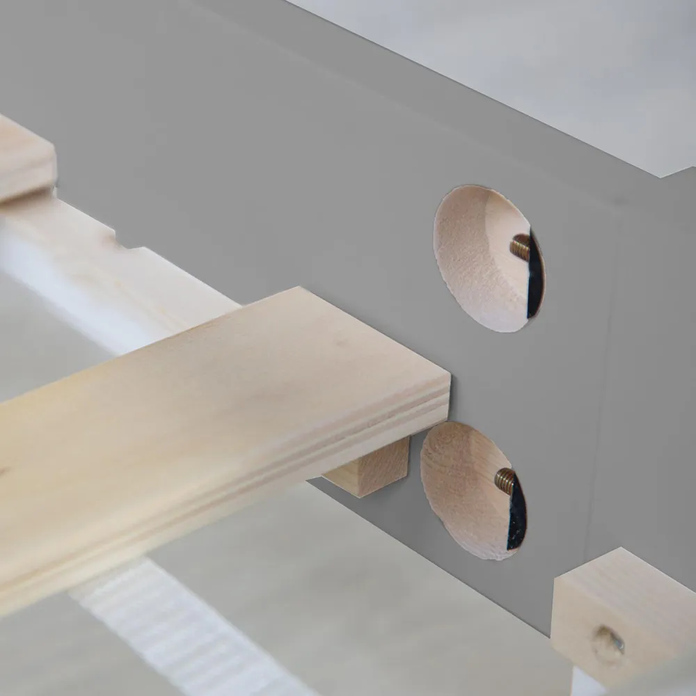 Massivholzbett 180×200 cm - Doppelbett Grau mit Rückenlehne