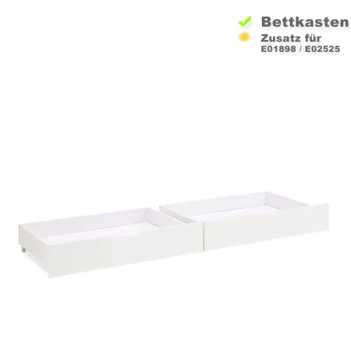 Bettschubladen für mehr Stauraum unter dem Bett - 2 Bettkästen mit Rollen – Farbe: Weiß