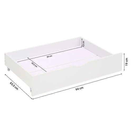 Bettschubladen für mehr Stauraum unter dem Bett - 2 Bettkästen mit Rollen – Farbe: Weiß