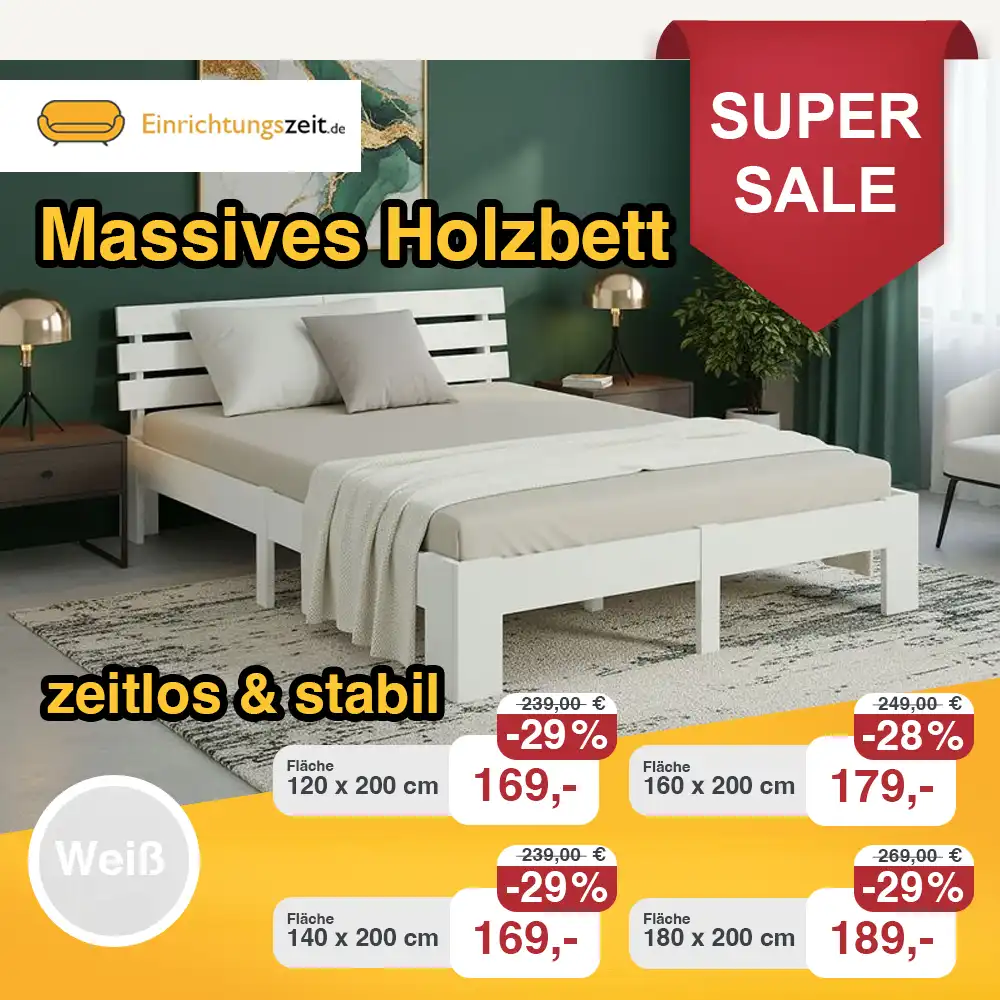 Massivholzbett Natur - Größen Auswahl