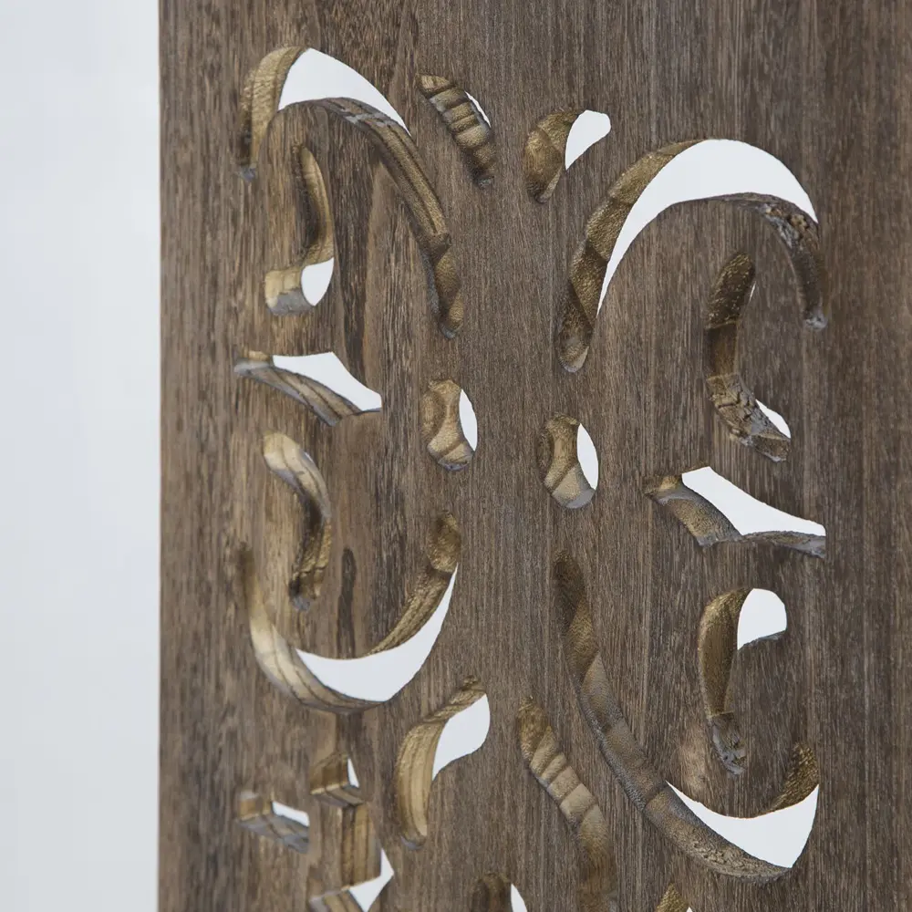 Geprüfte Retourware - Paravent Raumteiler 3-teilig, 120x170 cm - Holz mit offenem Muster in Braun – Bild 3