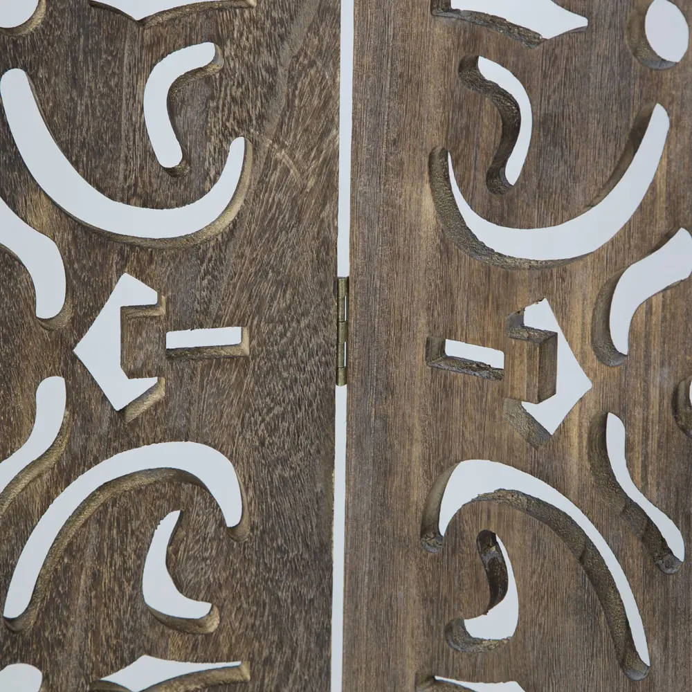 Geprüfte Retourware - Paravent Raumteiler 3-teilig, 120x170 cm - Holz mit offenem Muster in Braun – Bild 4