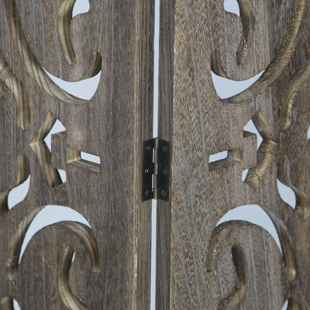 Geprüfte Retourware - Paravent Raumteiler 3-teilig, 120x170 cm - Holz mit offenem Muster in Braun – Bild 5