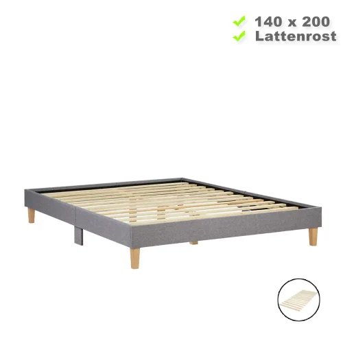 Polsterbett 140x200 - Doppelbett ohne Kopfteil - Farbe: Grau