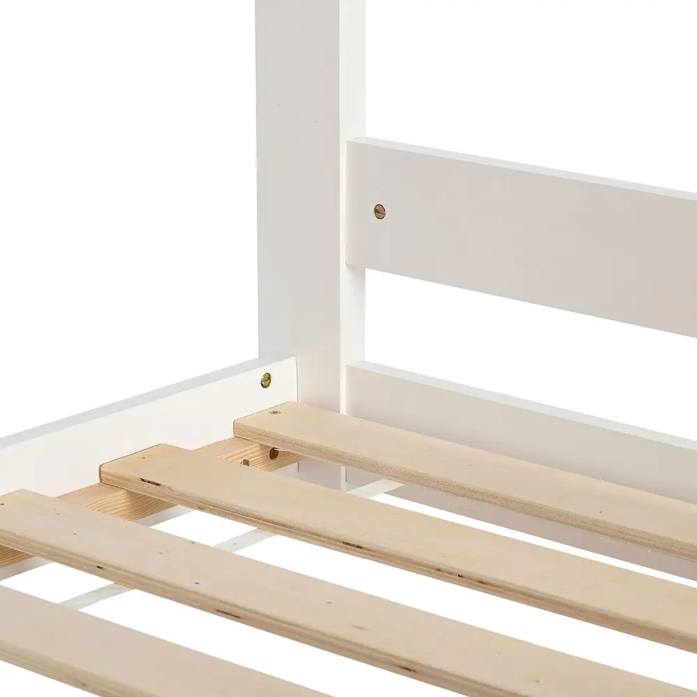 Kiefernholz Etagenbett 3x 90x200 cm - Kinderbett mit drei Schlafplätzen - Farbe: Weiß mit Natur