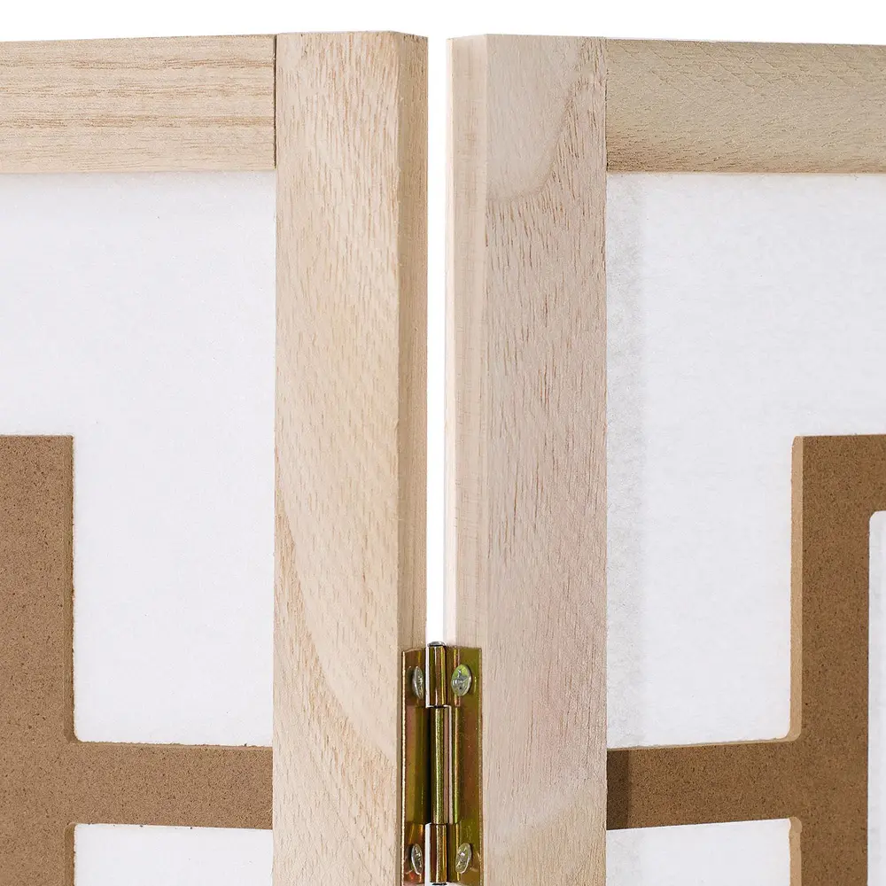 Geprüfte Retourware - Paravent Raumteiler 3-teilig, 120x170 cm - Holz Natur mit Muster in Braun und Shoji Reispapier – Bild 3