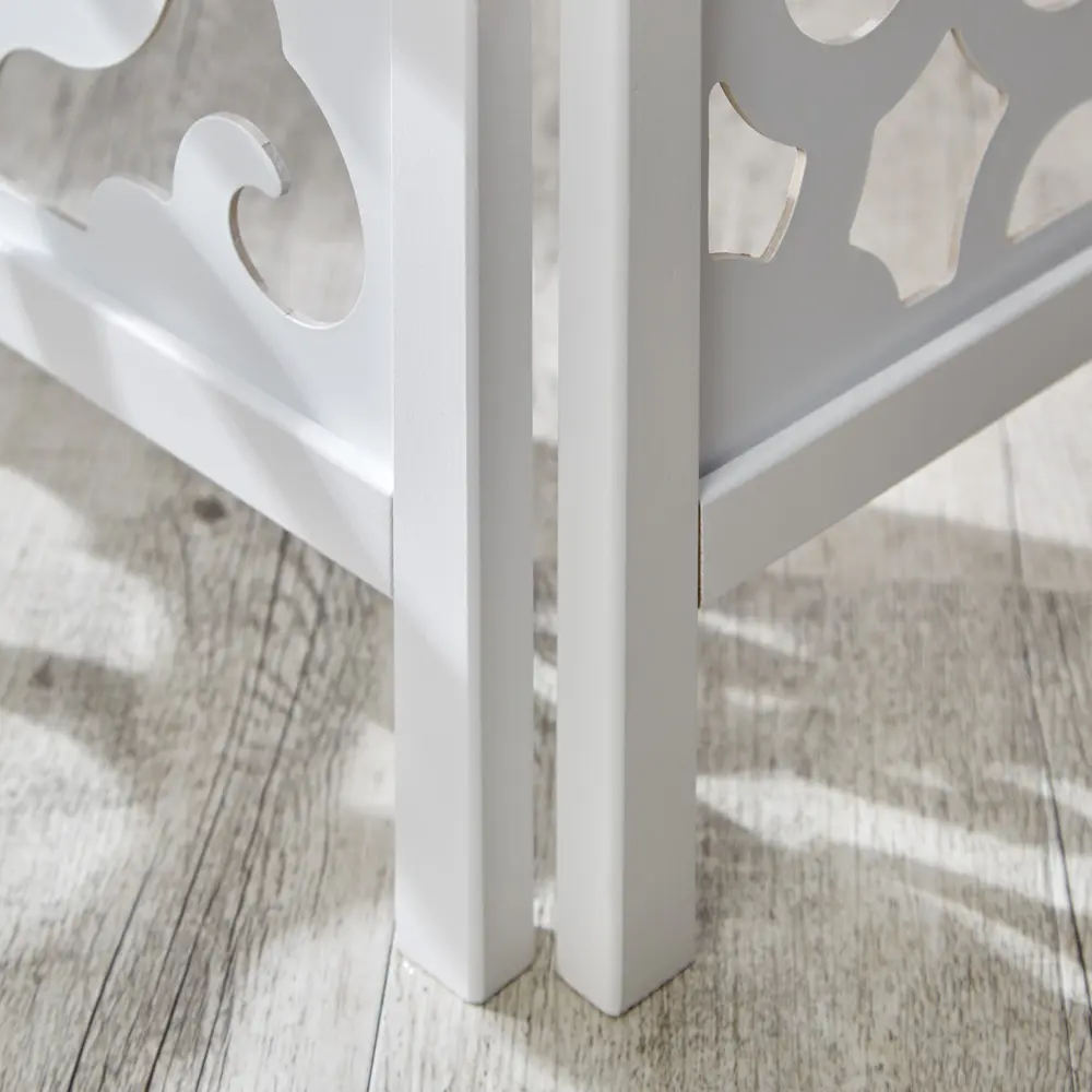 Geprüfte Retourware – Paravent Raumteiler 5-teilig, 215x175cm - Holz mit Holzverzierung - Weiß