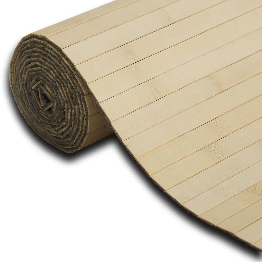 Paravent 250 cm Breite 145 cm Höhe – Raumteiler aus Bambus in Wellenoptik – Farbe: Natur