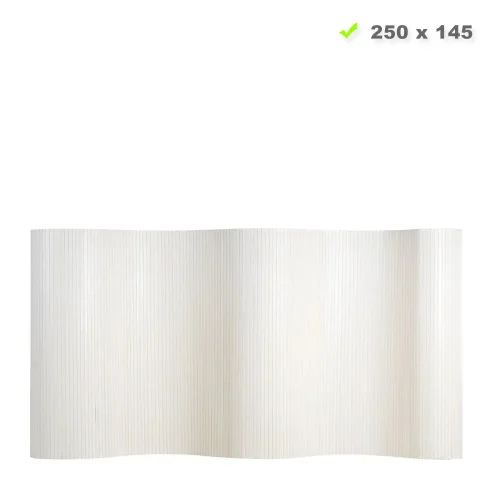 Sichtschutz Raumteiler 250 cm Breite 145 cm Höhe – Bambus Trennelement in Wellenform – Farbe: Weiß