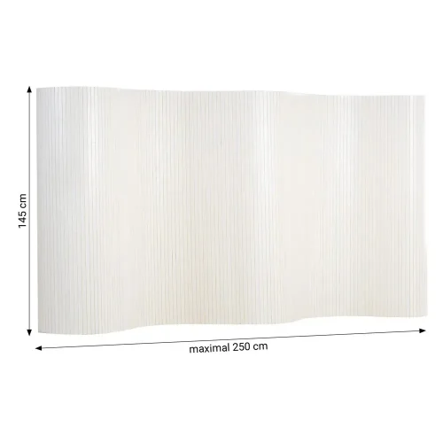Sichtschutz Raumteiler 250 cm Breite 145 cm Höhe – Bambus Trennelement in Wellenform – Farbe: Weiß